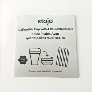 STOJO Collapsible Travel Silicone Cup with 4 Reusable Straws Burgundy/Dusty Rose